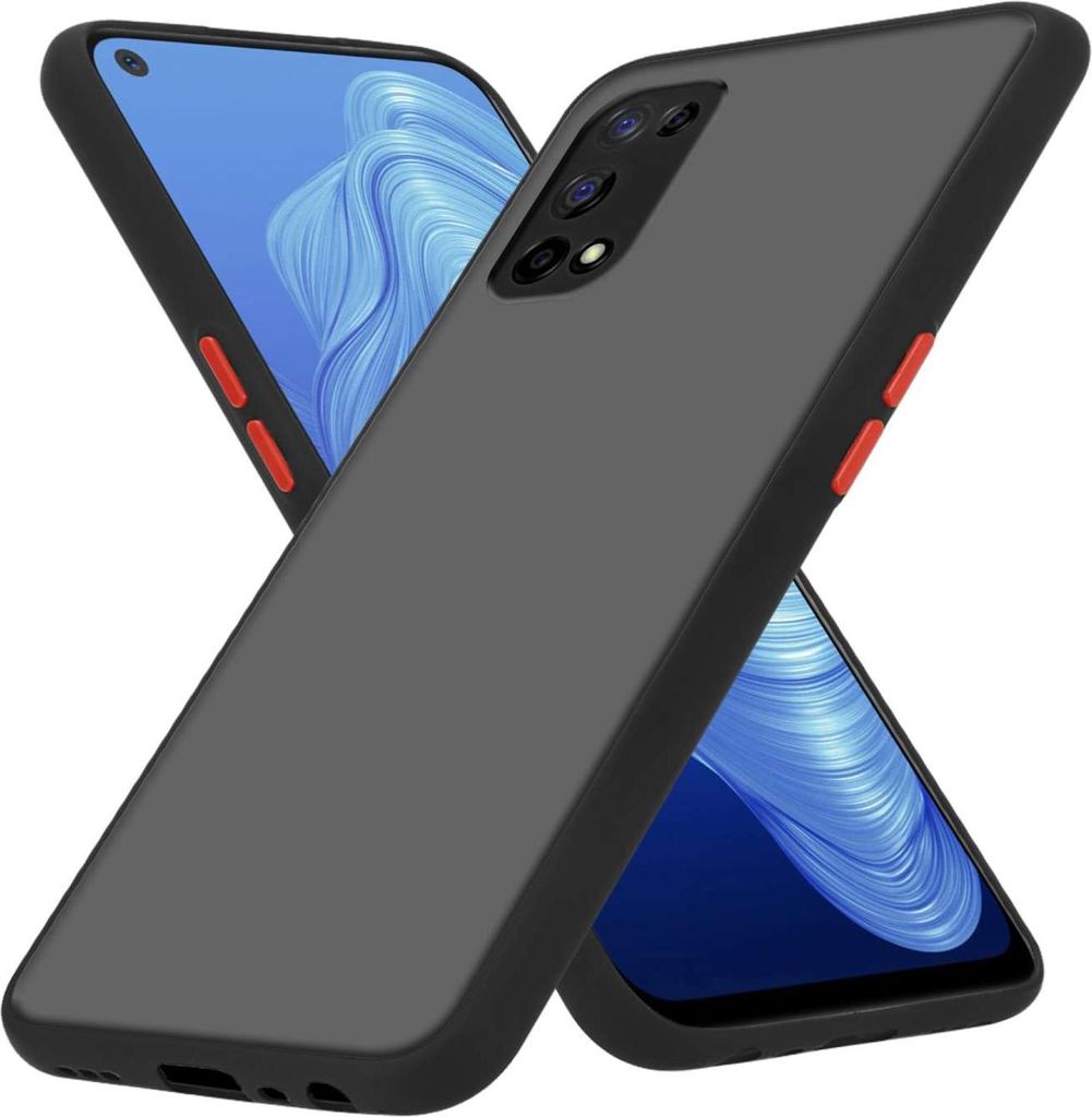 Cadorabo Hülle für Realme 7 5G in Matt Schwarz Hybrid Schutzhülle mit TPU Silikon Innenseite und matter Kunststoff Rückseite Case Cover Etui Ha...