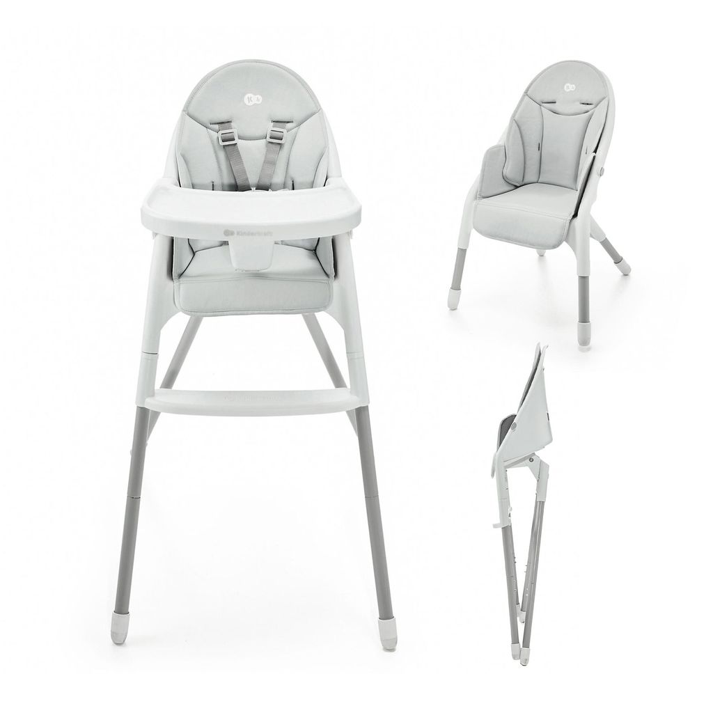 Kinderkraft DINNLY 2-in-1 kinderstoel, grijs Productafbeelding 