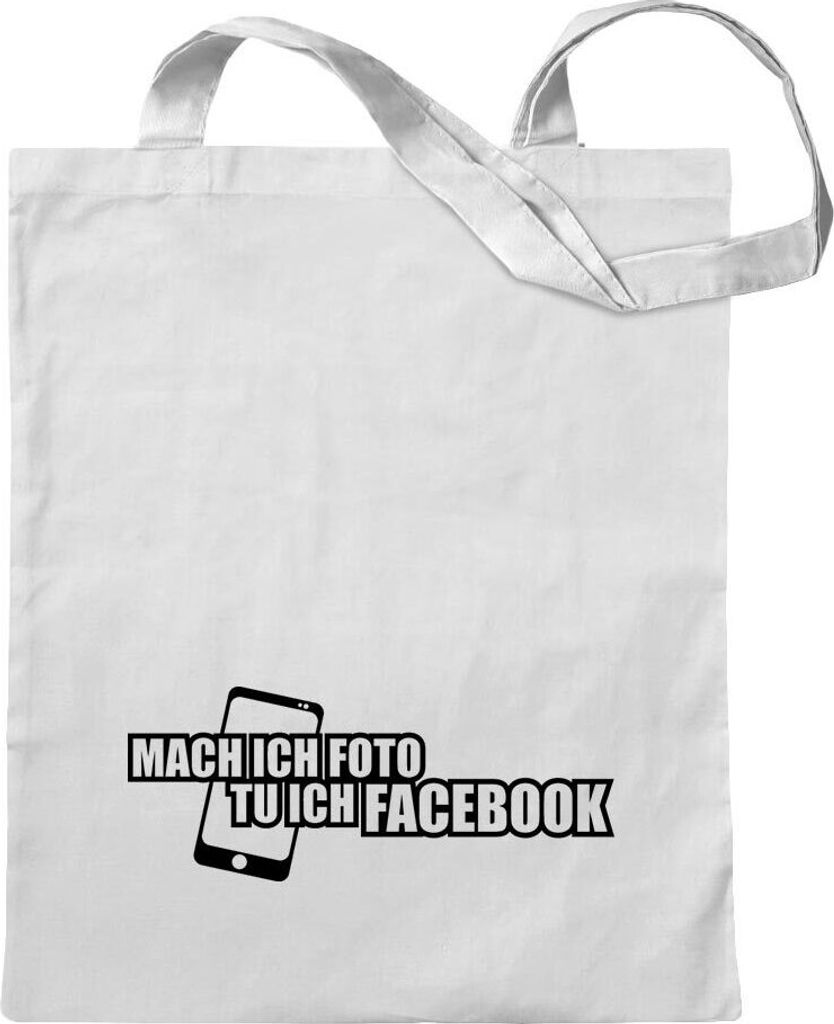 Kiwistar - Baumwolltasche - weiss - Foto tu ich Facebook - Tragetasche Stoffbeutel Umhängetasche Langer Henkel