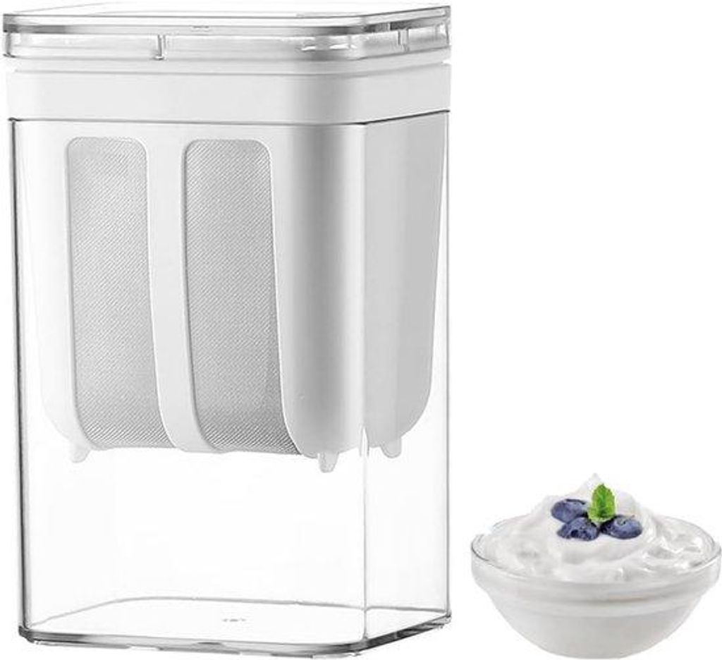 RVS-Yoghurt-Maker mit Feiner-Mesh-Zeef 1100ml – Whey-Trenner – Herstellbar aus Sojamelk und Notenmelk – Roestvrijstalen Yoghurt-Strainer