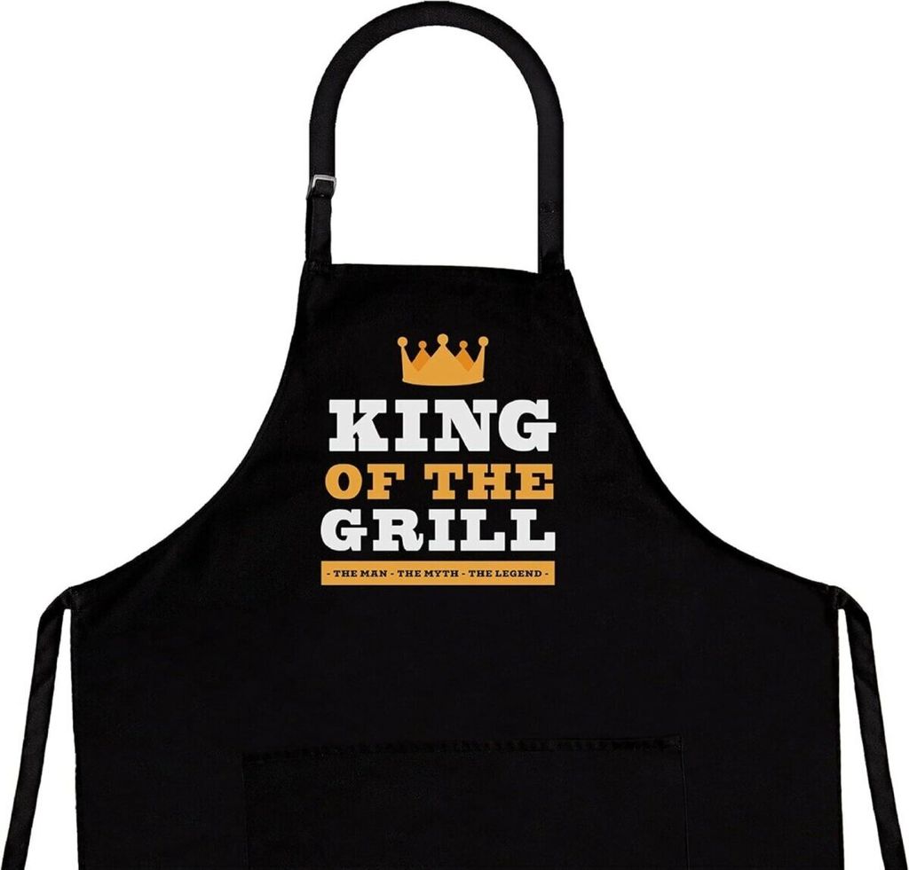 Męski fartuch kucharski "King of the Grill" z mieszanki Zdjęcie produktu 