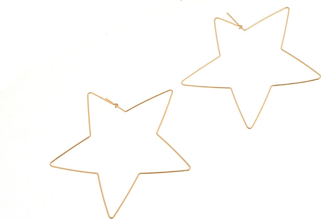 Mode einfache große Stern herzförmige Creolen Schmuck für Frauen Mädchen-goldener Stern