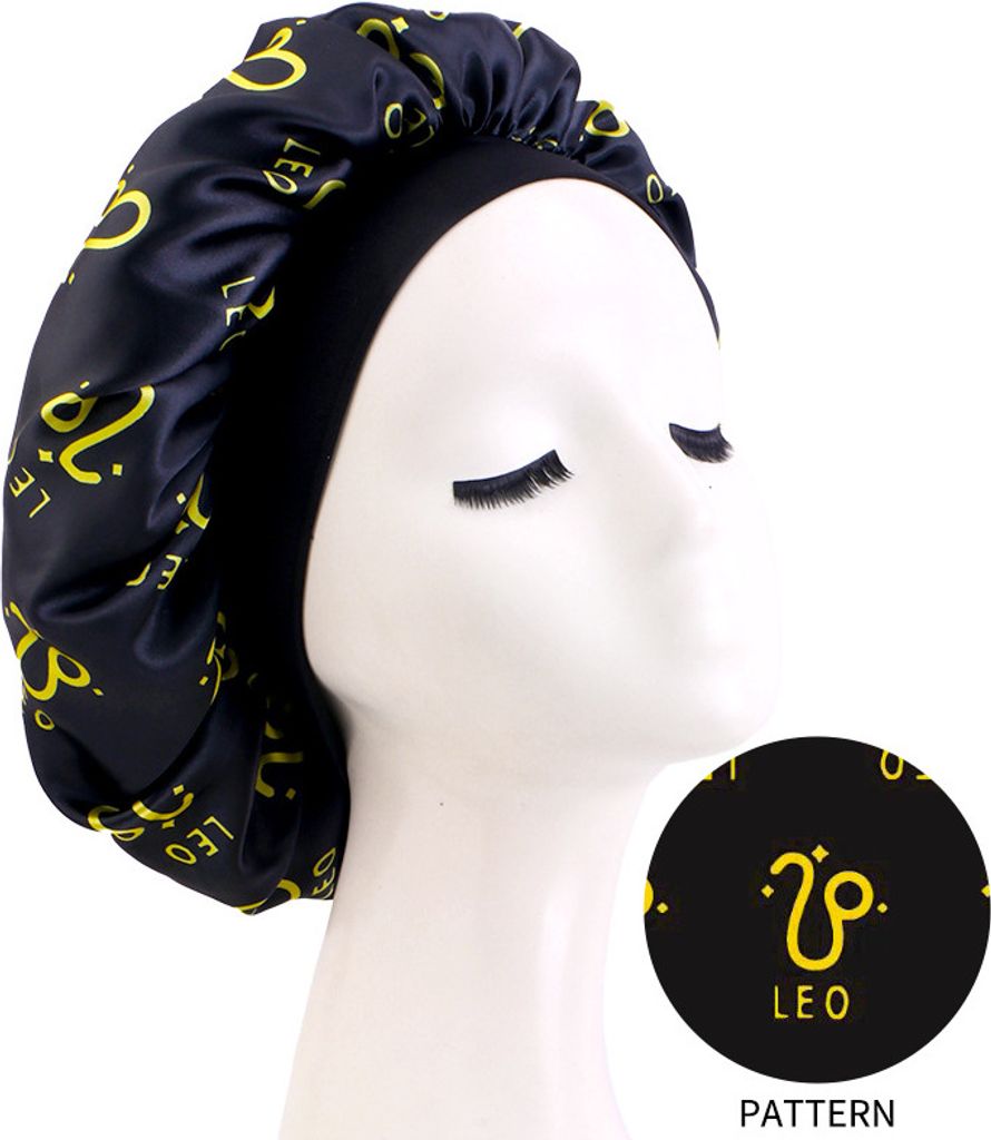 INF Löwe Sternzeichen Satin Schlafhaube - Atmungsaktiv, Bequem, 1 Stück Modell 7
