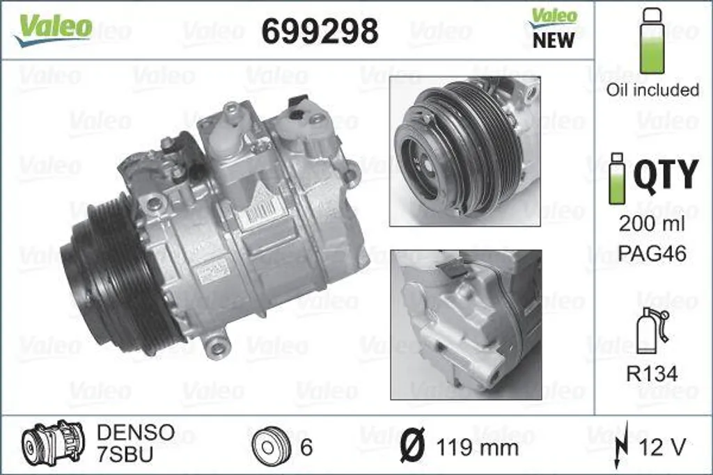 Compresseur de Climatisation pour Mercedes Classe E G S et Vito Valeo OE