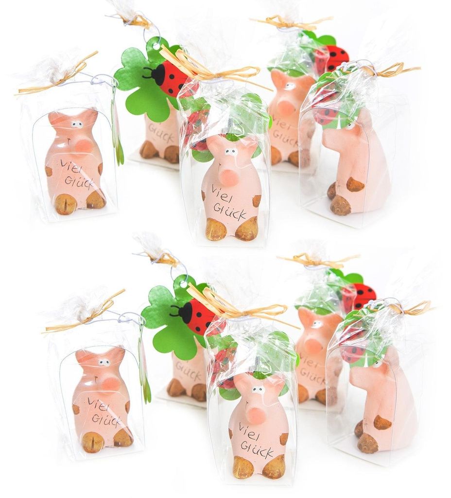 Logbuch-Verlag 10 Glücksschweinchen VIEL GLÜCK rosa Glücksschwein Glücksbringer Talisman Mini Geschenk give-way Kindergeburtstag Neujahr Silves...