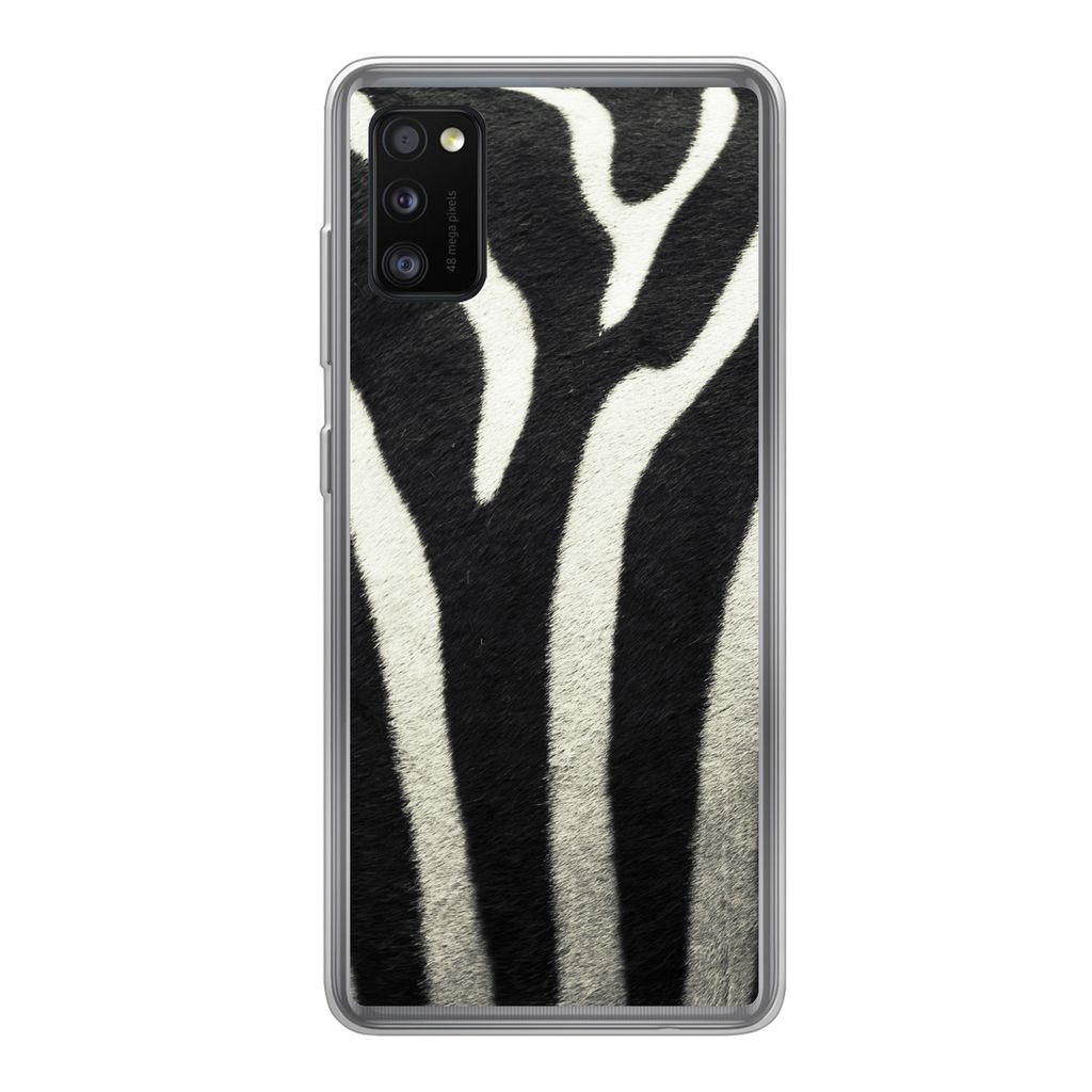 MuchoWow Handyhülle Schutzhülle Hülle für Samsung Galaxy A41 Tiermuster - Zebra - Schwarz - Weiß Silikon Softcase Handy Hülle - Mobiltelefon
