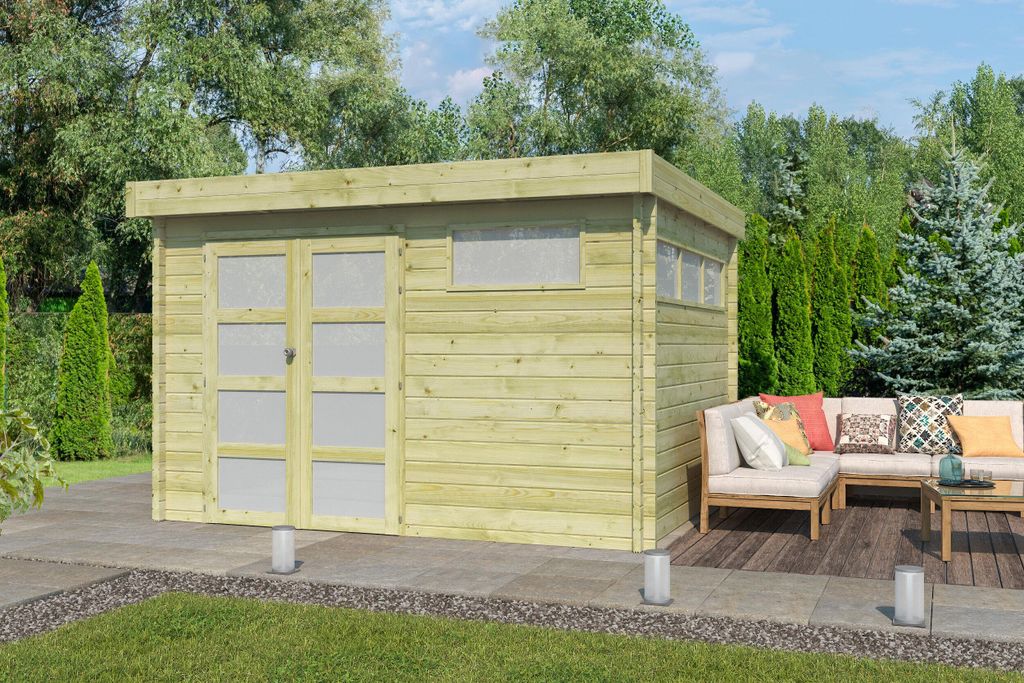 Flachdach Gartenhaus Modell Nelo 44 A
