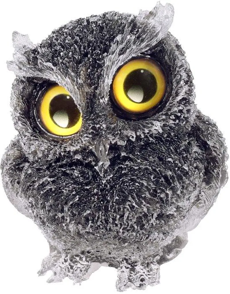 Sculpture de chouette noire en pierre d'obsidienne véritable - 75 cm