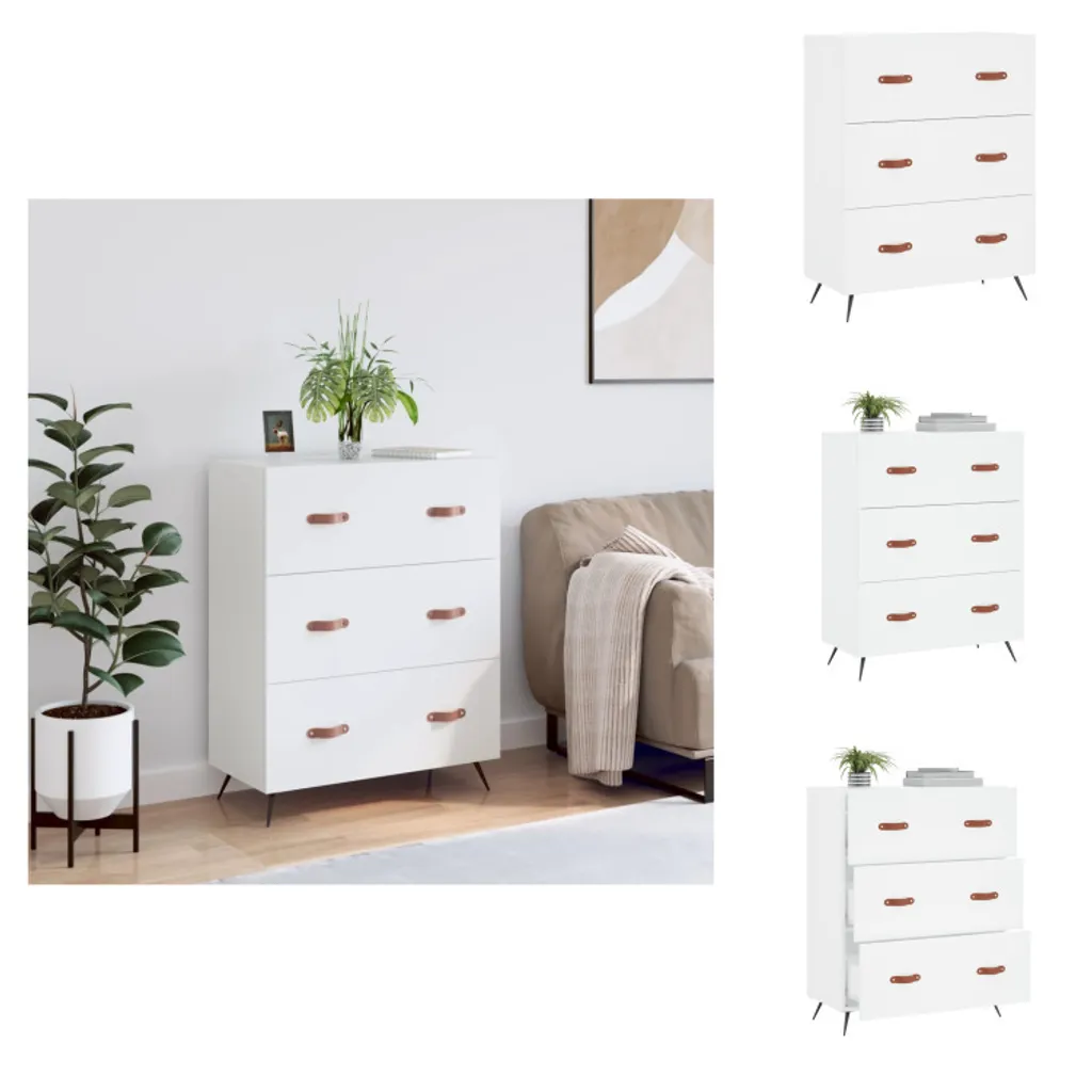 vidaXL Cassettiera Bianca 69,5x34x90 cm | Mobile Organizer 3 Cassetti