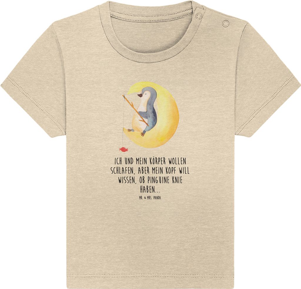 Mr. & Mrs. Panda T-Shirt Pinguin Mond 0. - 6. Monat - Natural Raw - Geschenk, Kinder Top, Neugierig, Babyshirt, Baby Oberteil, schlafen, Baumwollsh...