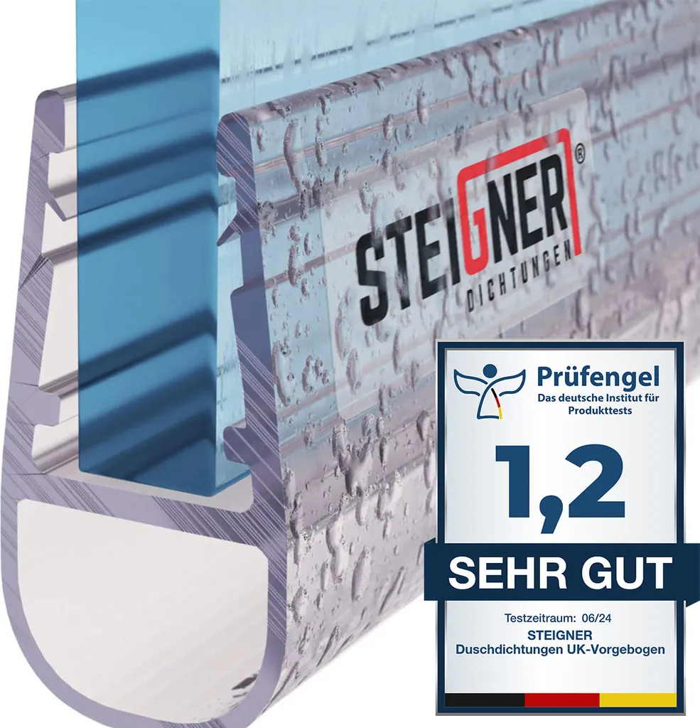 STEIGNER UK07 Guarnizione Doccia 80cm per Vetro 6-8mm | Tenuta Stagna PVC
