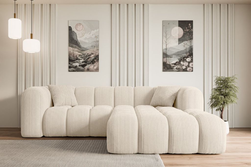 ALTDECOR Ecksofa in L-Form OLEA-L1 - 231x173x74 cm Beige - Corner Sofa Bett Eckcouch Couch Wohnlandschaft Cauchsofa