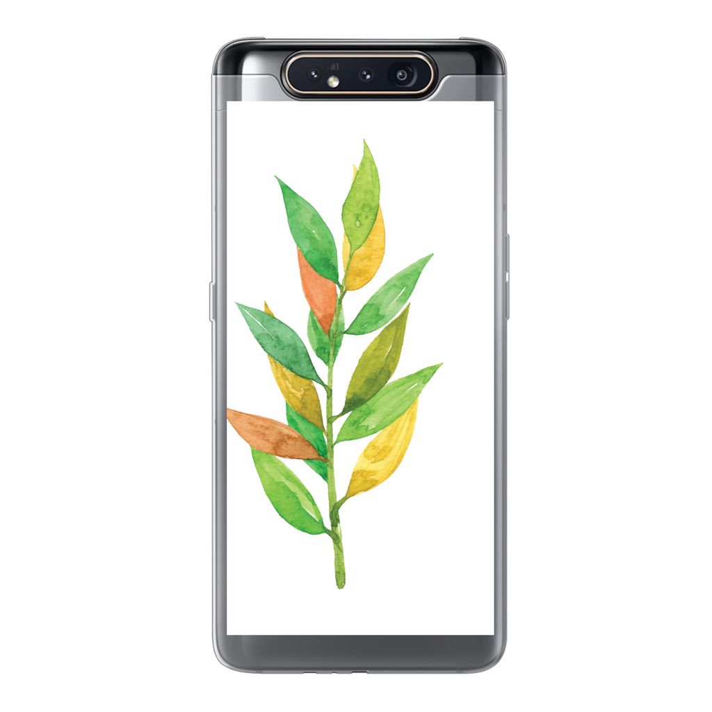 MuchoWow Handyhülle Schutzhülle Hülle für Samsung Galaxy A80 Aquarelle - Blätter - Pflanzen Silikon Softcase Handy Hülle - Schutzdeckel