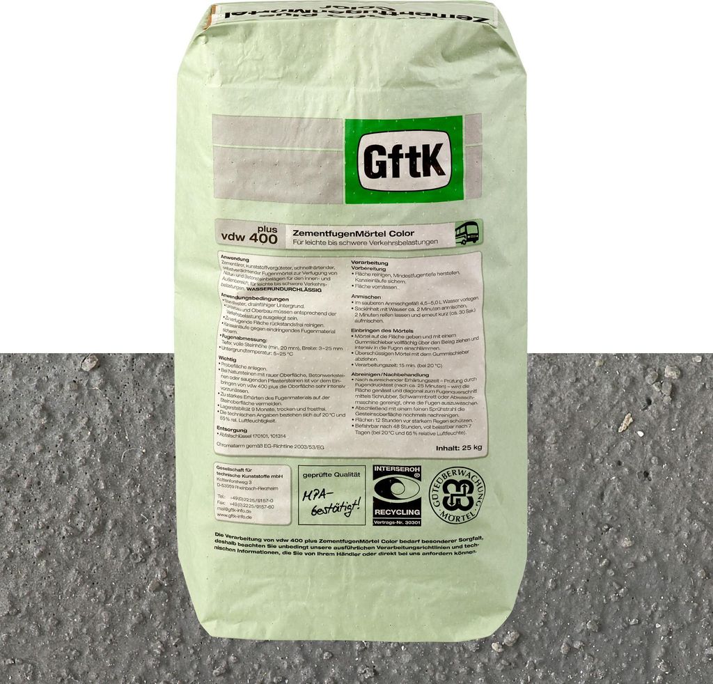 vdw 400 plus cementgebonden voegmortel, 25 kg, antraciet Productafbeelding 