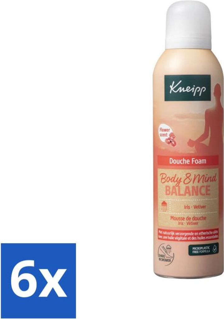 Kneipp - Duschschaum - Body & Mind Balance - Iris & Vetiver - 200 ml - Vorteilspack - 6 Stücke