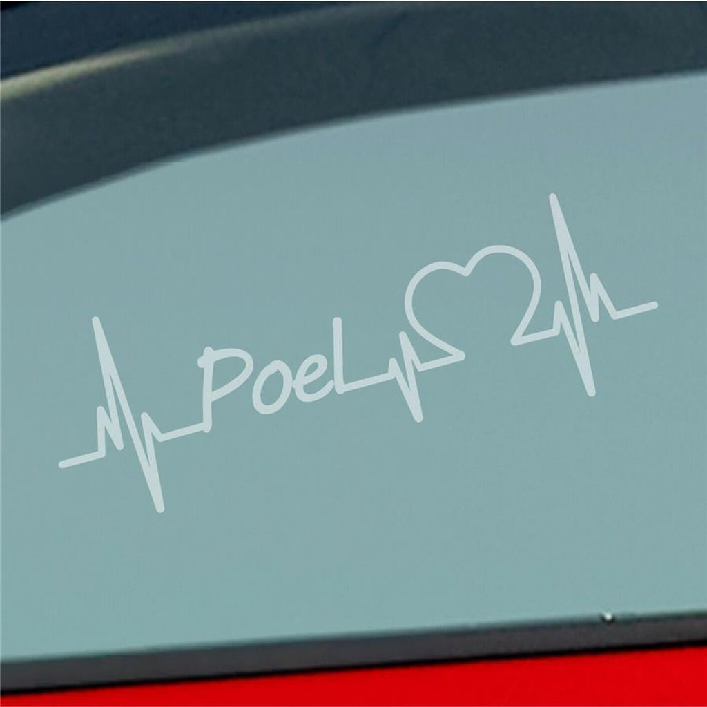 Auto Aufkleber Poel Herz Puls Insel Island Ostsee Liebe Love 19x6 cm Milchglas Sticker Heckscheibenaufkleber