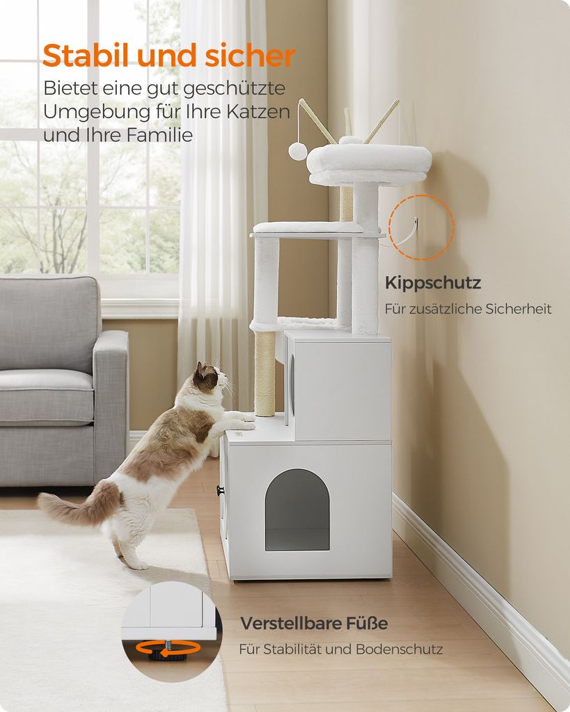 FEANDREA Kratzbaum, mit Katzenklo-Schrank abnehmbaren Produktbild 6