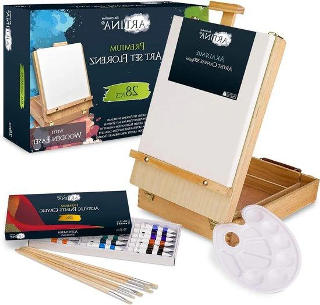 Malkit Coffret Peinture Acrylique 28 Pièces avec 18 Tubes de 12ml