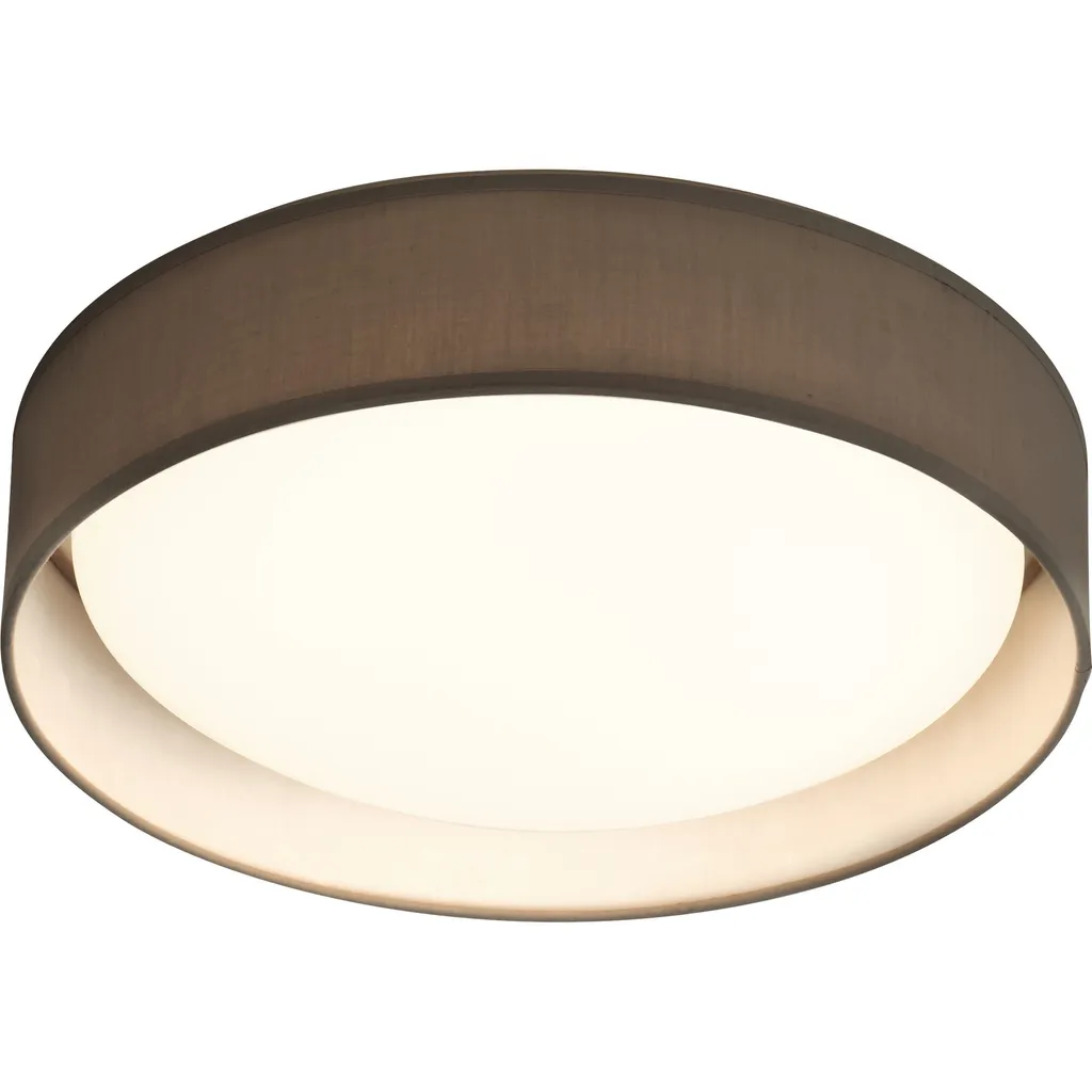 Luminaire Plafonnier Rond 50cm en Tissu Gris avec Éclairage LED 15W