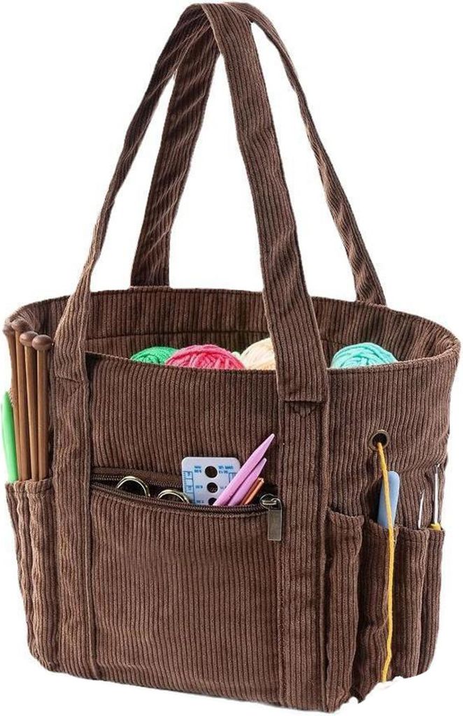 Stricktasche, Garnaufbewahrungs-Organizer mit Reißverschluss, große Kapazität, tragbare Mehrzweck-Stricktasche, Häkelnadel-Organizer