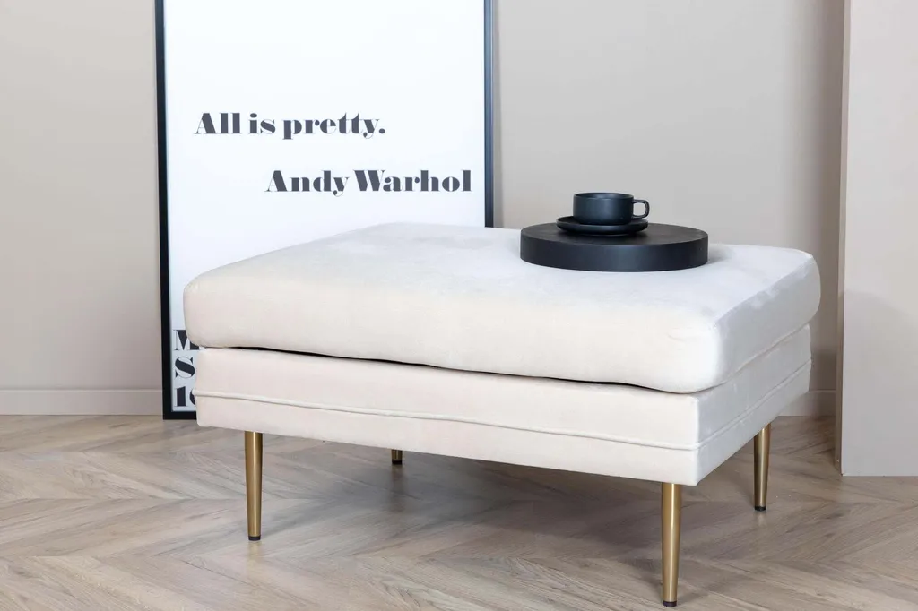 Ottoman Large Beige 90cm - Solution Assise d'Appoint Chic et Stable Or - 4