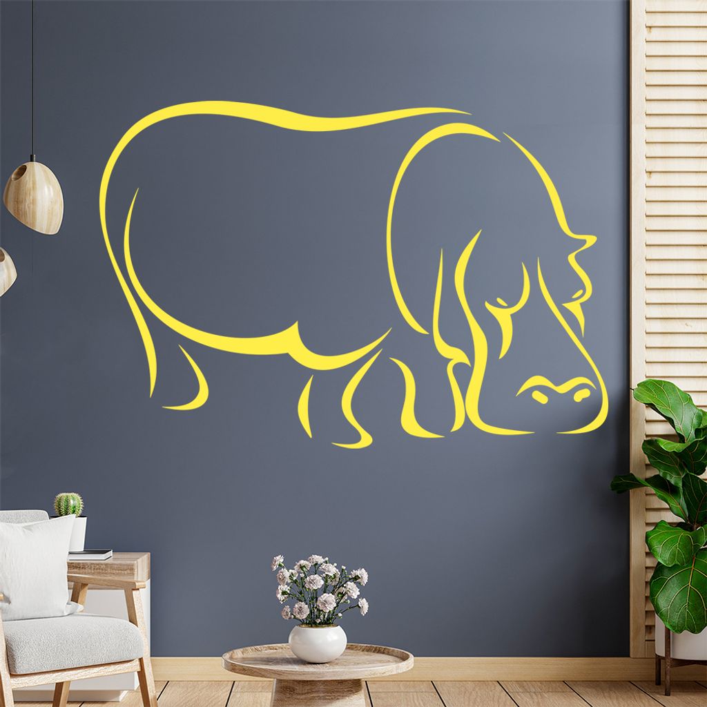 Nilpferd Linien Wandtattoo in 6 Größen - Wandaufkleber Wall Sticker - Dekoration, Küche, Wohnzimmer, Schlafzimmer, Badezimmer