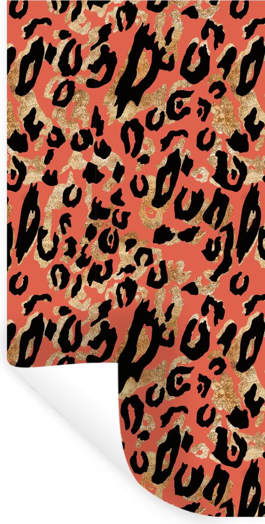 MuchoWow Wandtattoo Wandsticker Wandaufkleber Pantherdruck - Gold - Rosa 60x120 cm Selbstklebend und Repositionierbar - Selbstklebend - Fototapeten