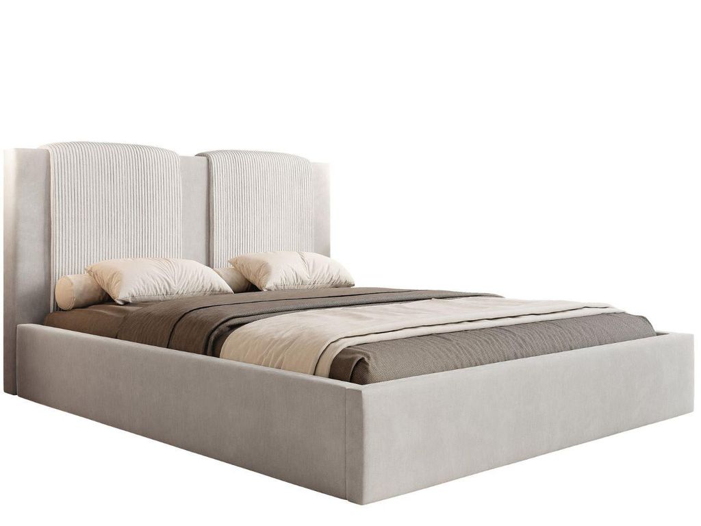 KLICKMOEBEL Polsterbett 180x200 HEKORA 23 Hellgrau – Elegantes Bett mit Bettkasten, hohem Kopfteil, Lattenrost aus Birkenholz, modernes Designerbe