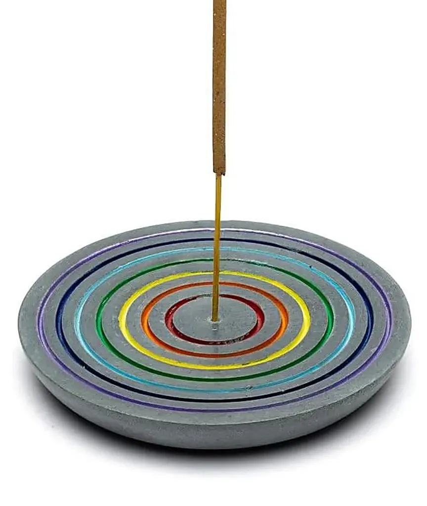 Brûle-encens Arc-en-ciel Stéatite Noir 10cm - Lot de 3 Portes-Encens