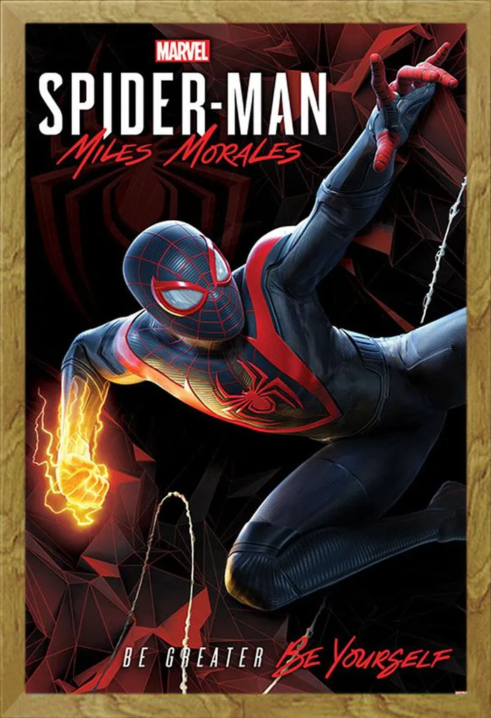 Offerta Poster Miles Morales Spider-Man + Cornice Legno Shinsuke Oak