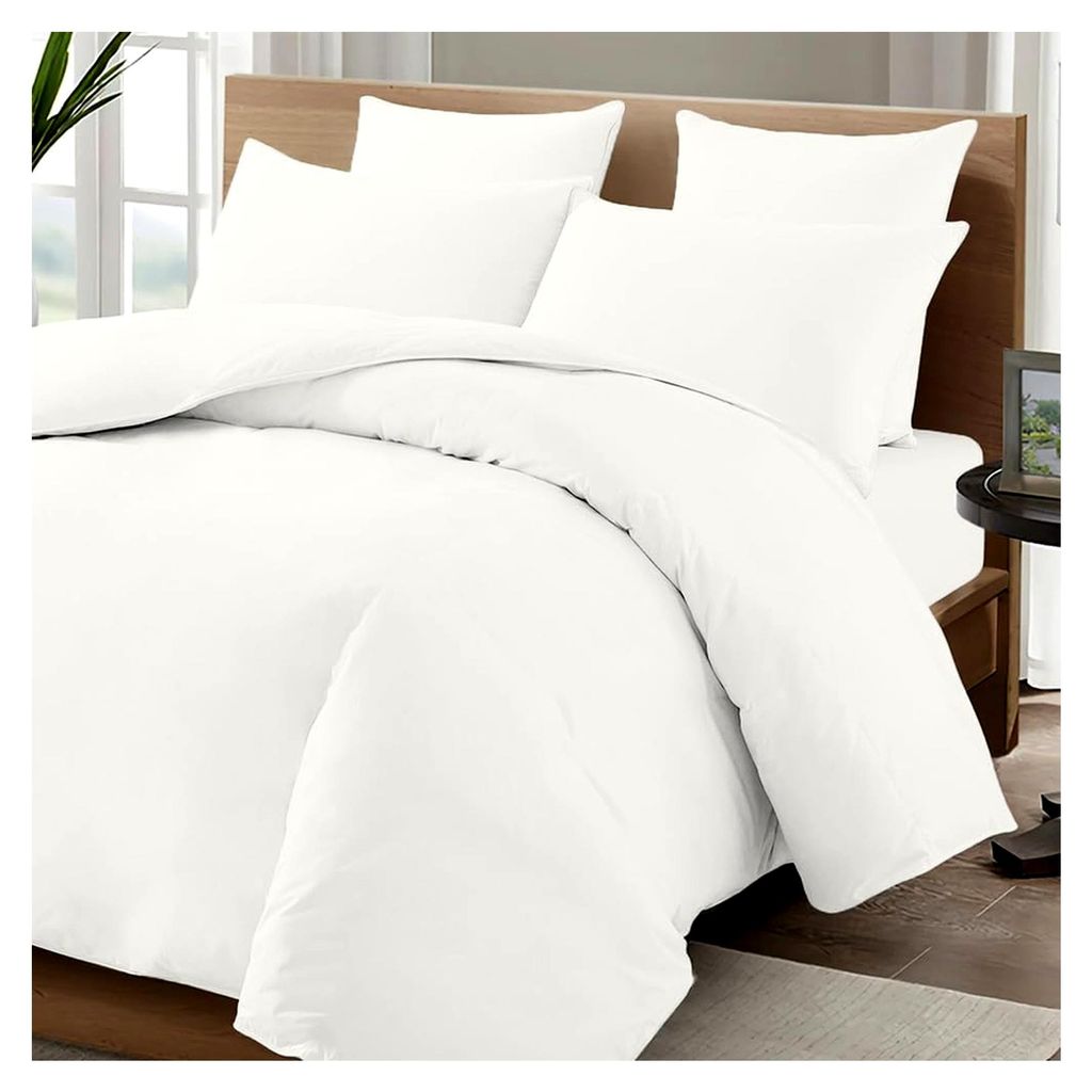 Bettwäsche mit 600 Fadenzahl aus Baumwolle in Weiß, 100% Langstaple Baumwolle, Mako Satin, 2-teiliges Set 140x200 + 70x90