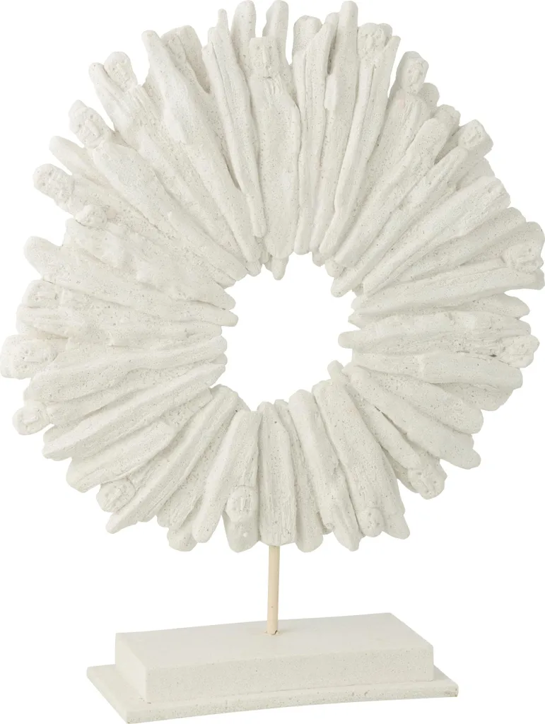 Cercle rond J-Line en polyrésine blanche - Objet déco design 40cm