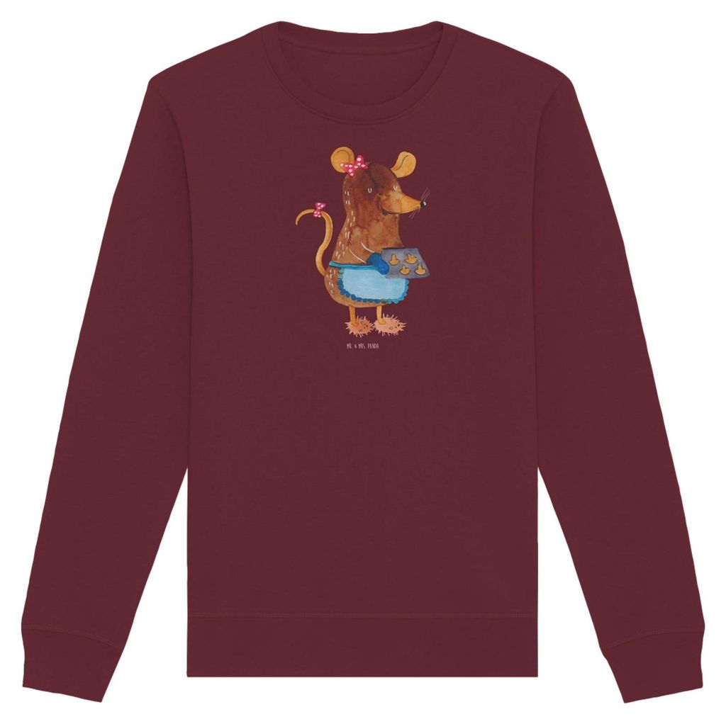 Mr. & Mrs. Panda Rundhals Sweatshirt Maus Kekse Größe L - Burgundy - Geschenk, Winter, Pulli, Sweater, Weihnachten, Pullover, Baumwoll, Weihnacht...