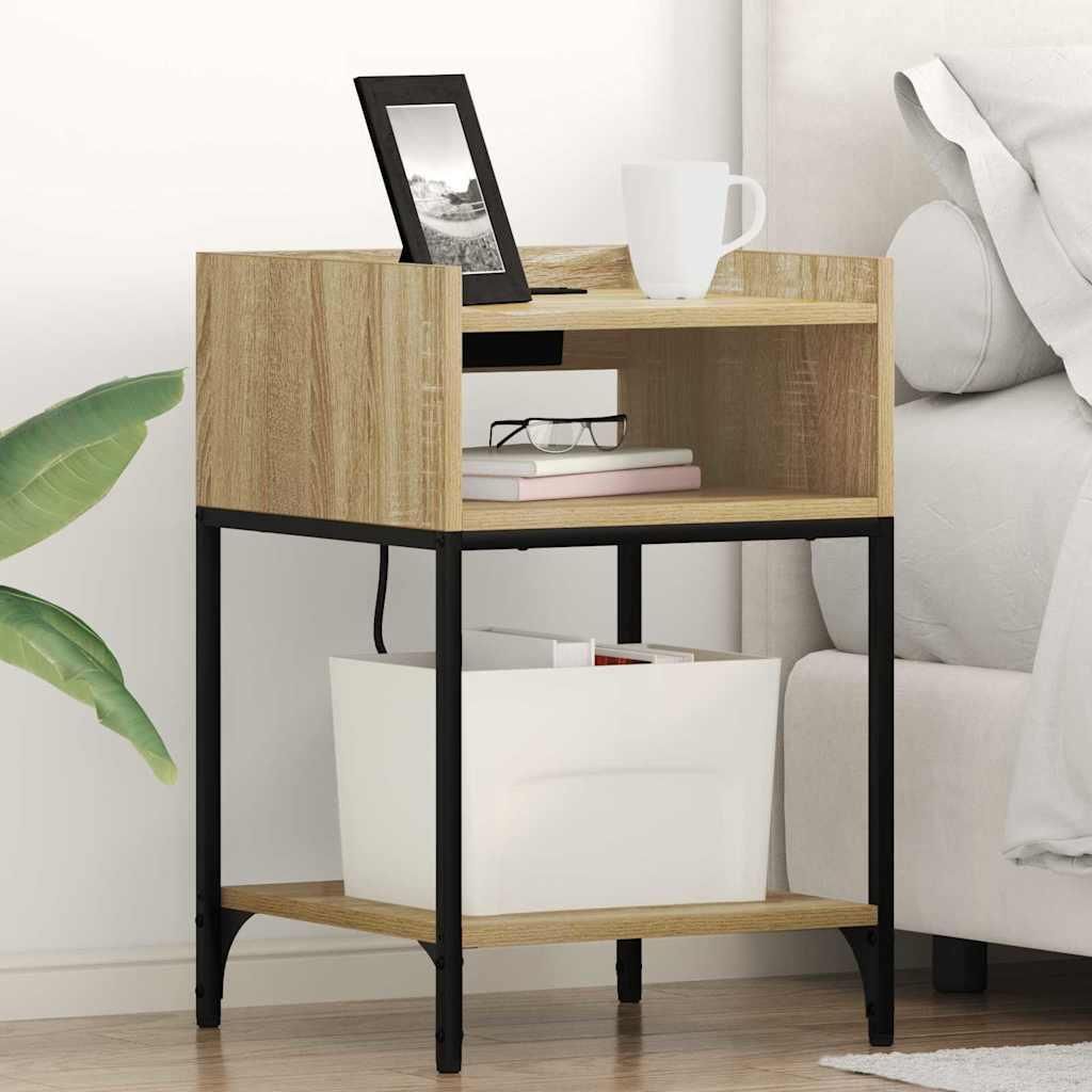 Nachttisch mit Regal Sonoma Eiche 40 x 40 x 61 cm Holzwerkstoff, Nachttische & -schränke Design Möbel Neu