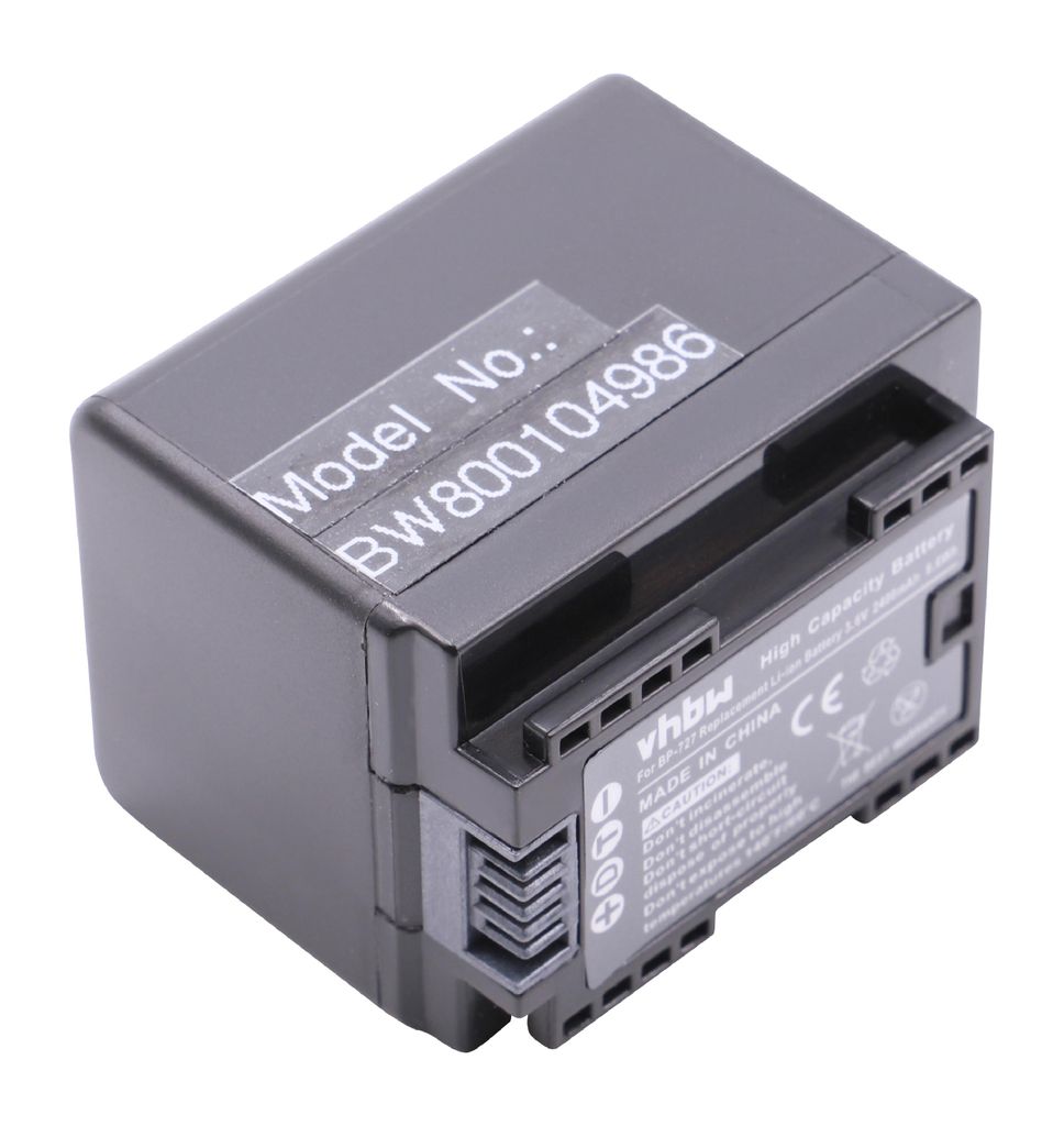 vhbw Li-Ion Akku 2400mAh (3.6V) kompatibel mit Camcorder Kamera Canon Legria HF R67, HF R77 Ersatz für BP-727.