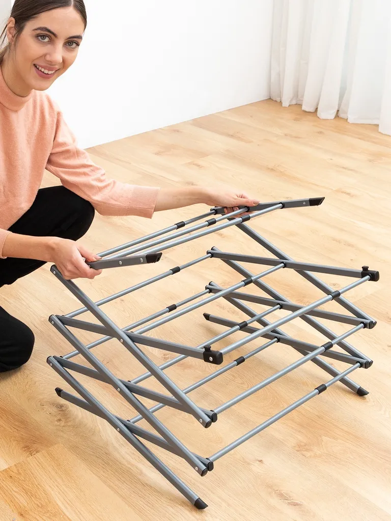 Étendoir à linge extensible 3 niveaux de hauteur en métal robuste - 4
