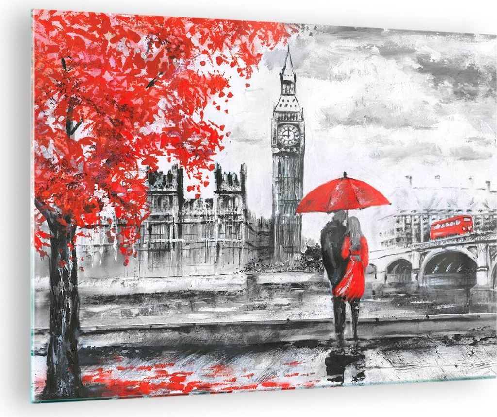 Bilder auf glas - London Architektur big ben - 70x50cm - Glasbilder - Wandbilder - Kunstdruck - zum Aufhängen bereit - Wanddekoration aus Glas - G...