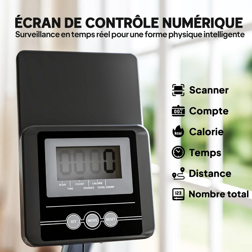 Rameur de musculation à résistance à eau avec Écran LCD SPORTNOW - 7
