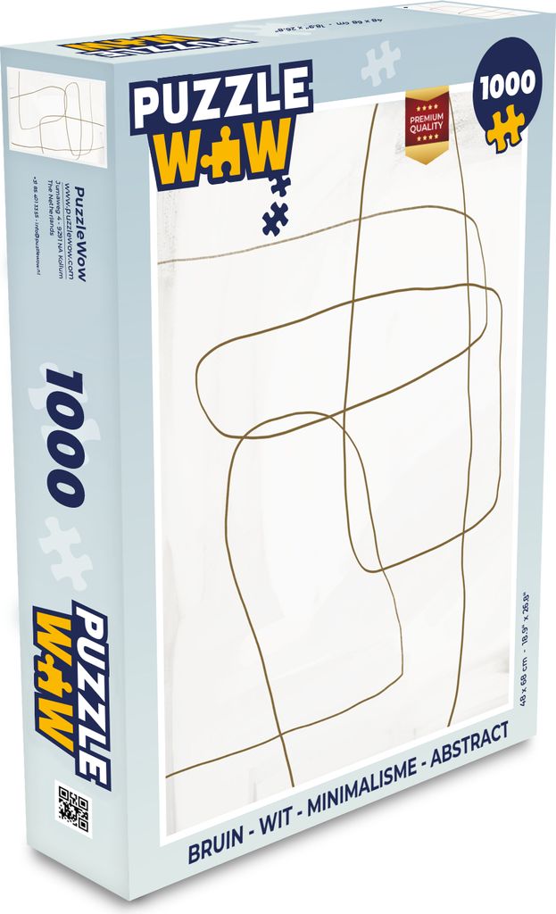 MuchoWow Puzzle 1000 Teile Braun - Weiß - Minimalismus - Abstrakt - Spielzeug - Alt und Jung - Spiele - Puzzeln