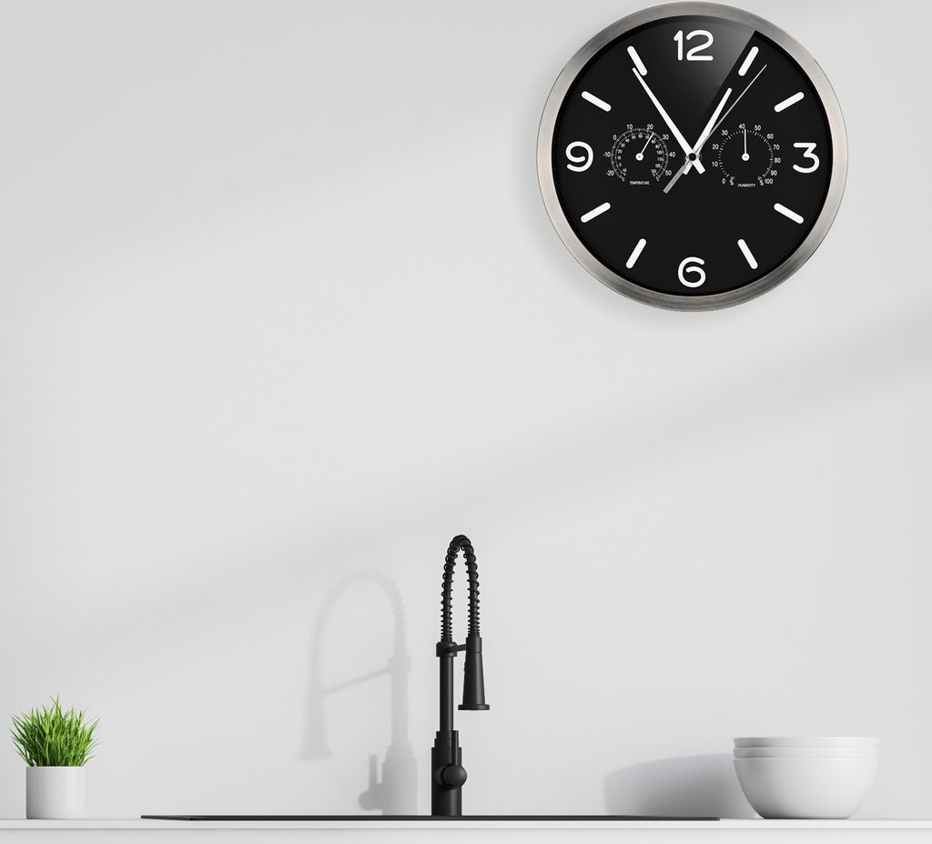 BRESSER MyTime DCF Thermo-/Hygro- Wanduhr 25cm Schwarz Produktbild 