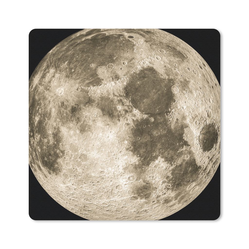 MuchoWow Mauspad Mousepad Weltraum - Mond - Jahrgang 20x20 cm - Mousepads - Maus Mat - Pad - Mausunterlage - Desk Mat - Bureauartikeln