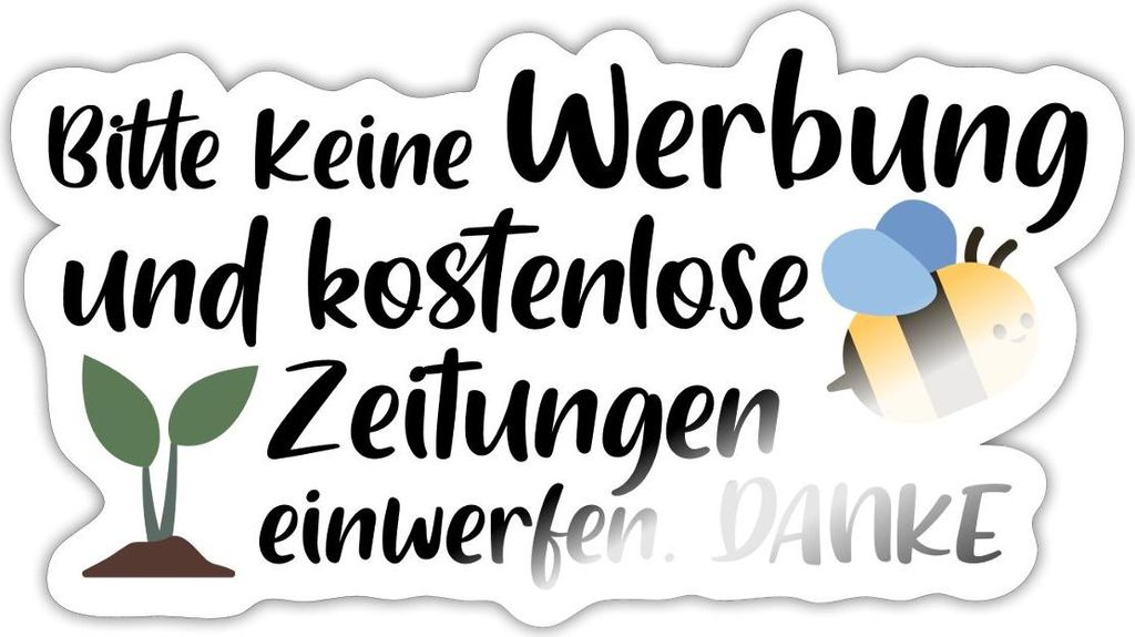 Spreadshirt Bitte Keine Werbung Einwerfen Briefkasten Sticker Aufkleber, 10 x 10 cm, Weiß glänzend