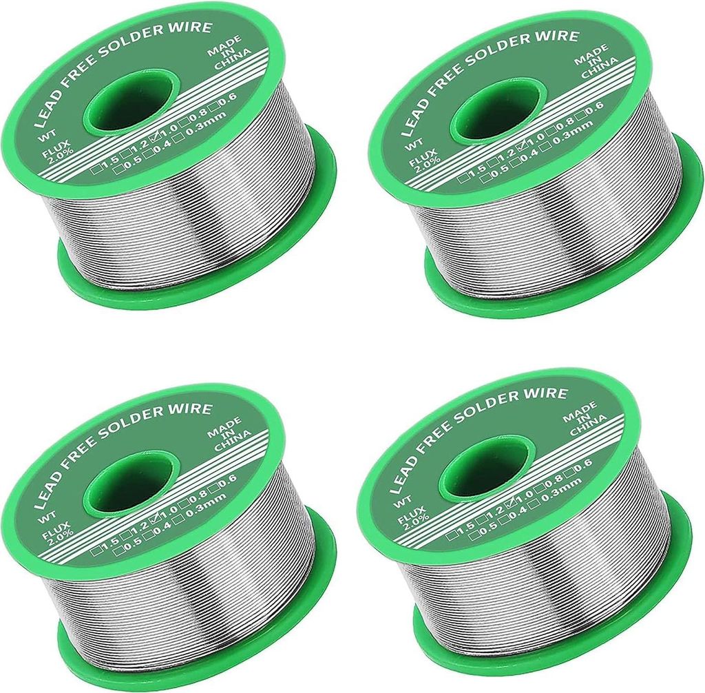 4 stücke Lötzinn 1,0 mm, bleifreies Lötzinn mit Kolophoniumkern 20 g, geeignet für die Reparatur elektronischer und elektrischer Schweißkompon...