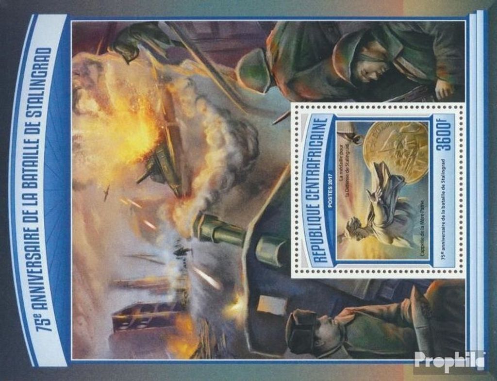 Briefmarken Zentralafrikanische Republik 2017 Mi Block 1575 (kompl. Ausgabe) postfrisch Schlacht von Stalingrad