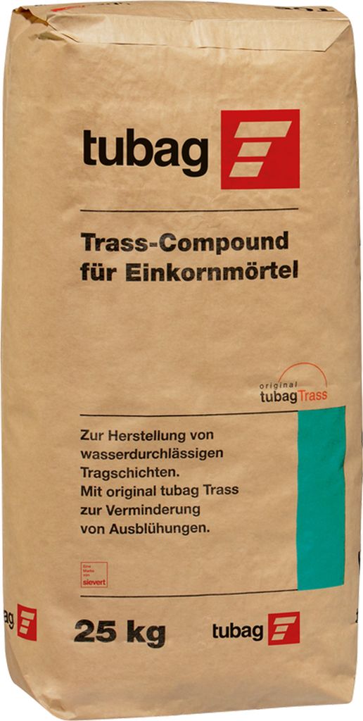 A bag of Tubag Trass-Compound for Einkornmörtel.