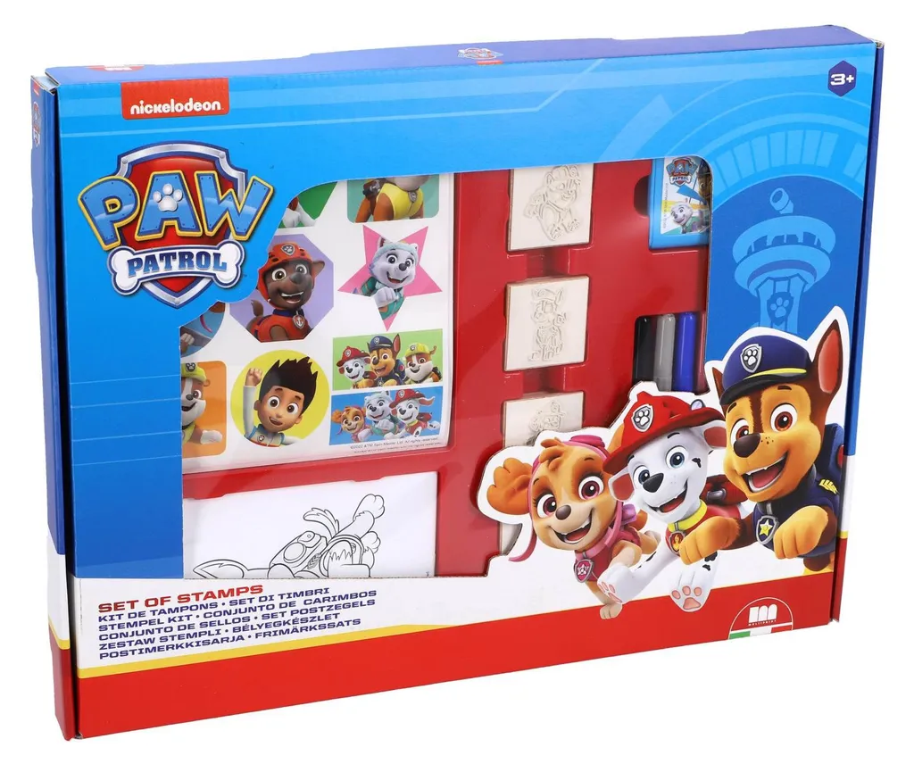 Tampons Paw Patrol Pat' Patrouille en bois naturel et encre bleue