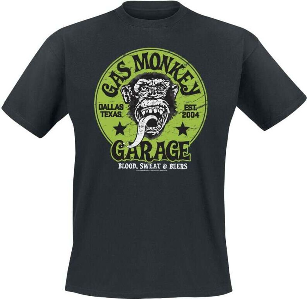 Gas Monkey Garage T-Shirt Herren Green Logo schwarz XXL