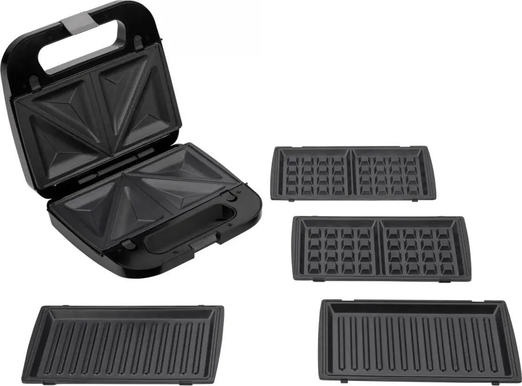 Appareil croque-monsieur JATA 750 W avec plaques antiadhésives noir mat