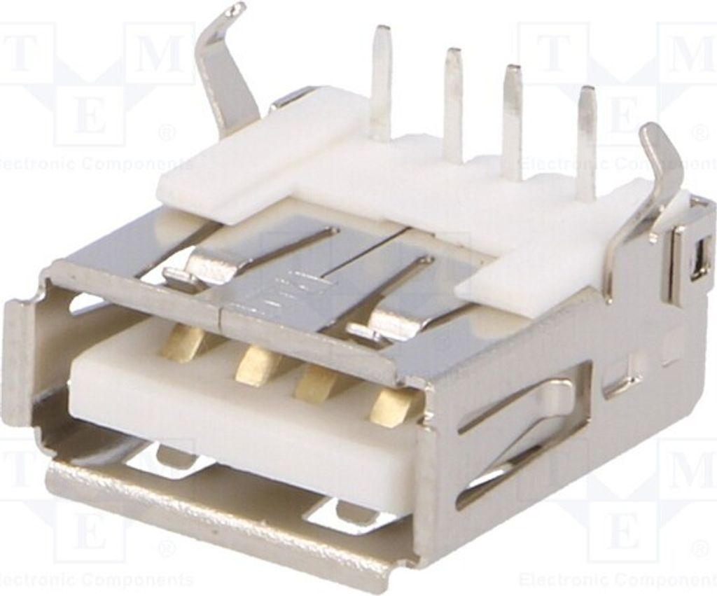 1x Buchse THT USB A mit 90°-Winkel 205B-DAN0-R USB und IEEE1394-Steckverbinder