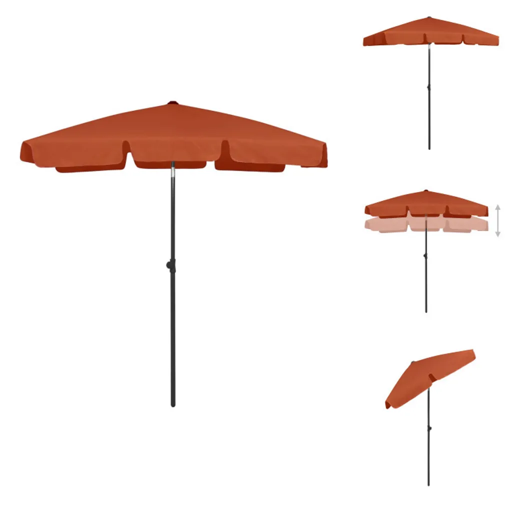 vidaXL Parasol de plage Terracotta-Rouge 180x120 cm - Abri de Soleil